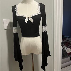 Chic Black Lace Women's Top